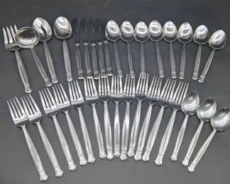 Vintage MidCentury International Stainless USA Dynamic Swirl Pattern Flatware Service 33 PC