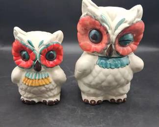 Owl Cookie Jar and Statue
