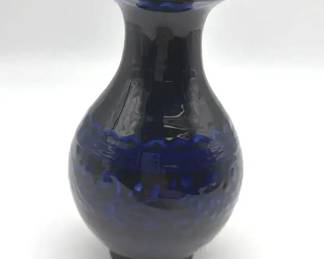 Signed Dillon Studio Art Pottery Cobalt Blue Glazed Urn Vase