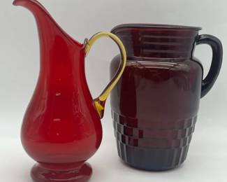 Ruby Red Glass Pitchers