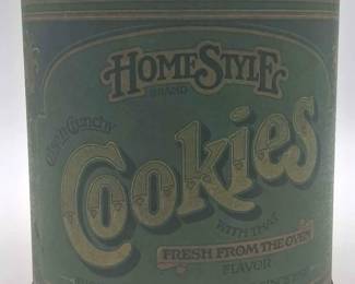 Vintage Ballonoff Home Style Cookies Green Metal Tin Canister Cleveland Ohio