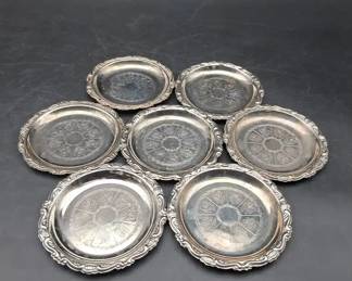 Vintage Italian Silver Plated EP on Steel Coasters  7pc