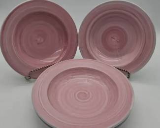 Vintage Furio Alegre Pink Swirl Ceramic Rimmed Soup Bowls  Set of 4 Made in Japan  A