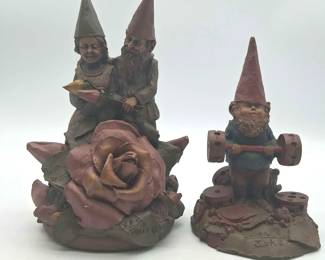 Vintage Tom Clark Cairn Studios Resin Gnomes Pair  1984 Sugar  Spice and 1985 Bubba