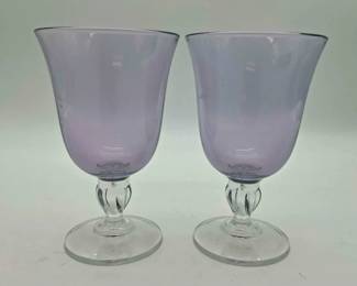 Vintage Cristal DArquesDurand Amethyst Casual Settings Water Goblets  Pair