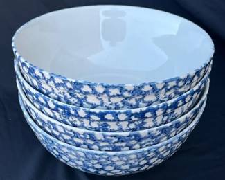 Gibson BlueWhite Splatterwear 4 Soup Bowls