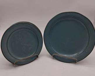 Gibson Elite Terranea Teal Reactive Glaze Terracotta Plates  4pc