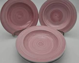 Vintage Furio Alegre Pink Swirl Ceramic Rimmed Soup Bowls  Set of 4 Made in Japan  B