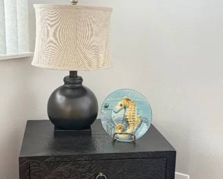 Black carved accent table