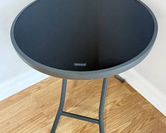 small metal & glass table to hold your drinks