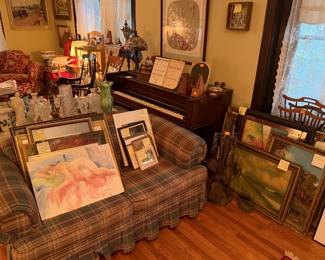 Vintage love seat, original art