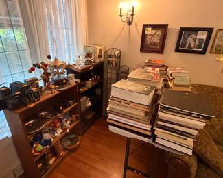 Antique cameras, table books, art, collectibles 