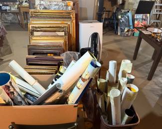 Vintage empty frames, collectible Art Institute of Chicago posters , vintage original 1976 Olympics posters 