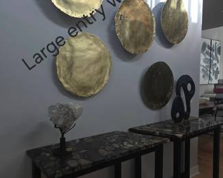 Custom Large Entry epoxy stone table top metal table 