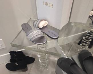 Christian Dior shoes/  Balenciaga slides & John Richard Crystal table 