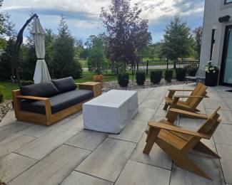 Outdoor furniture set  and  Jensen Co gas fire pit