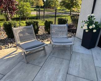 Four Hands Solano Weather Grey teak lounge Chairs 