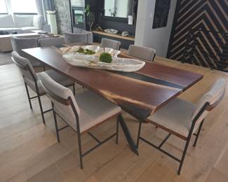 Single slab live edge walnut dining table
