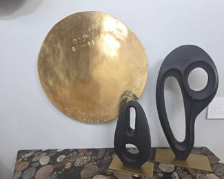 Kelly Sculpture (Charcoal rice stone) on brass 