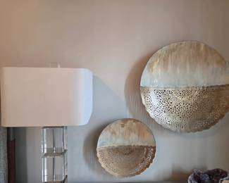 Stacked Crystal Lamps/ & Brass enameled John Richard’s Art