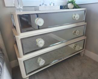 Bernhardt 3 drawer chest “Calista”  mirror front w/ agate pulls 