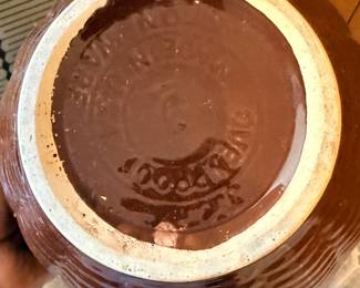 Vintage Brown Stoneware Bean Pot