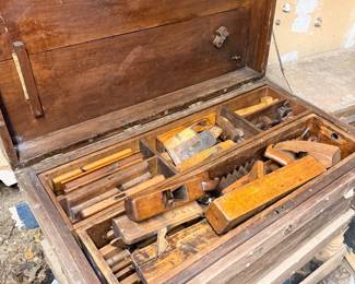 Antique Wooden Carpenter's Tool Chest. Tools are in AMAZING Condition!