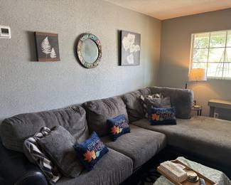 Gray black sectional sofa removable covers