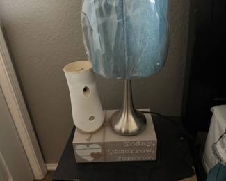 Two polished chrome lamps