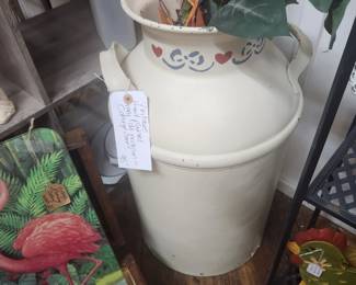 Vintage hand painted milk can