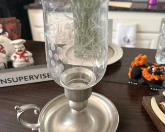 Pewter candle holder