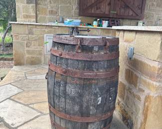 Aged barrel with iron hardware 