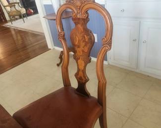 1 of 4 Georgian Style Marquetry Chairs