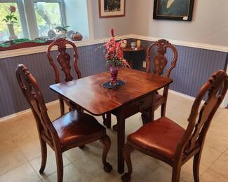 Pembroke table/Georgian style marquetry chairs