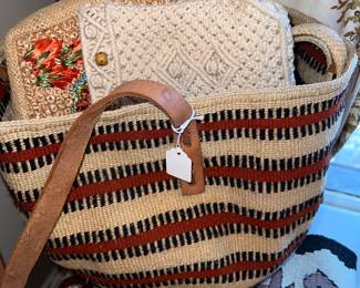 Selection of handwoven African sisal and kiondo-style market basket