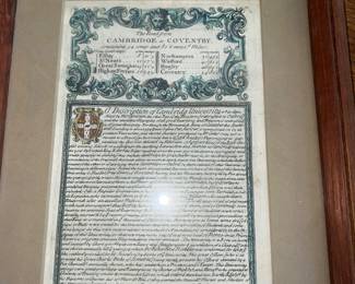 Framed reproduction of the Pennsylvania Charter