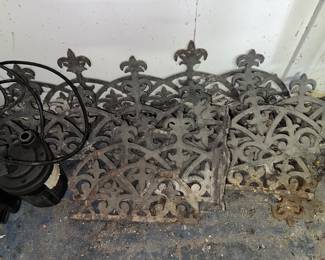 Antique cast iron garden bed borders - fleur-de-lis styling