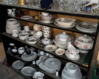 Collection of English made vintage and antique glassware, dinnerware and serving pieces