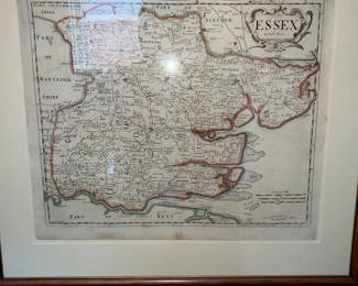 Antique engraved map of the English county of Essex