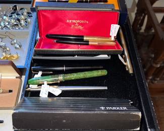 Collection of vintage writing pens and boxes