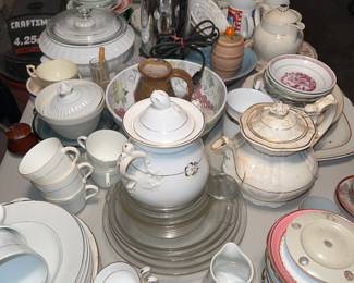 Collection of English made vintage and antique glassware, dinnerware and serving pieces