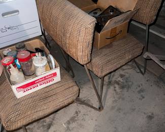 Vintage MCM chairs with tweed-like fabric