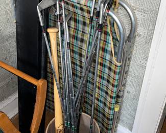 Collection of vintage golf clubs