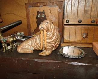 Vintage figurines walrus, and more