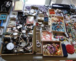 Lots of vintage costume Jewelry and watches