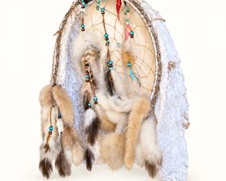 Feather-and-bead hanging decoration