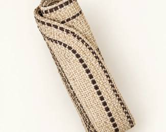Rolled woven textile ◆ Cream weave with dark brown patterned stripes.