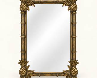 Decorative Pineapple Mirror ◆ Rectangular mirror with a patterned frame and decorative corner panels.