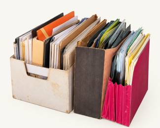 Office & Filing Supplies ◆ Assorted folders, envelopes, paper organizers, and an expanding accordion file.