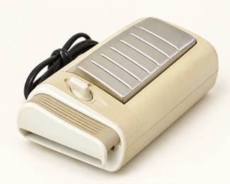 Electric Foot Control ◆ Cream-colored pedal with a ridged metal footplate and attached cord.